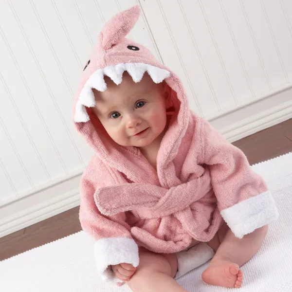 pink shark С капюшоном животных моделирование Детские Халат Мультфильм Детские спа Полотенца/характер детский купальный халат/Детские пляжные Полотенца s синий розовый полотенце с изображением акулы - Цвет: pink shark