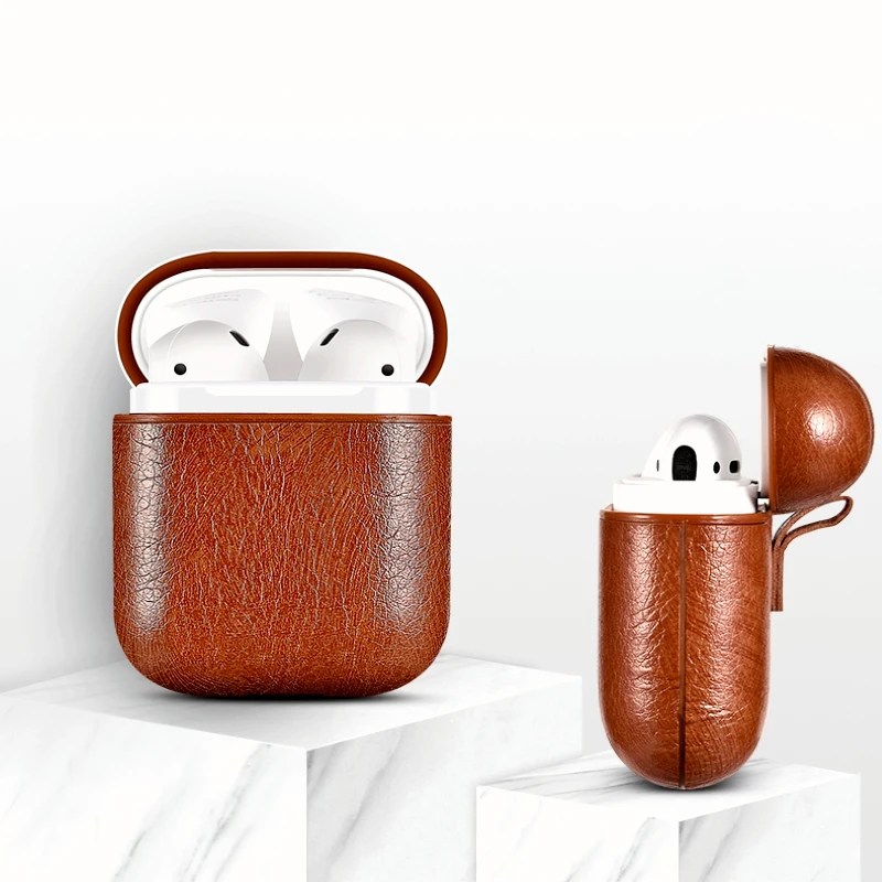 Чехол из натуральной кожи с крючком для airpods винтажный матовый чехол Apple