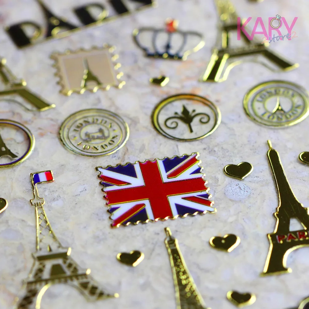 

Mini Travel Paris Tower Flag Post Stamp Inn Retro Scrapbooking Reward Kid Children Shiny Gilded Paper Foil Sticker Fashion Craft
