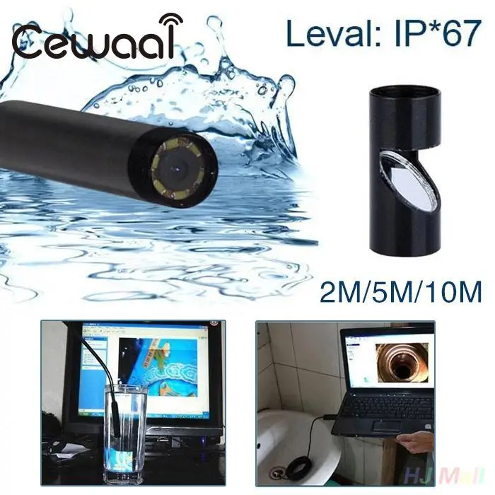 Кабель Cewaal 2/5/10 м объектив 5 мм 6 светодиодный usb эндоскоп трубка для осмотра со
