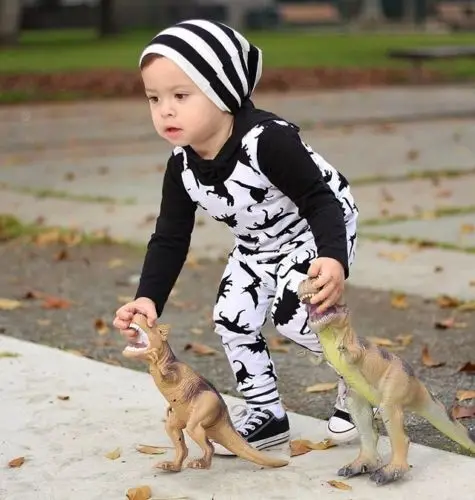 Штаны с длинными рукавами и рисунком для маленьких мальчиков комбинезон