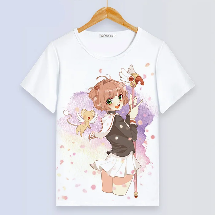 Cardcaptor Sakura, женская футболка Kawaii, короткий рукав, летняя, Femme, футболка, Harajuku, свободные топы, пара, одежда для девочек, милые пальто