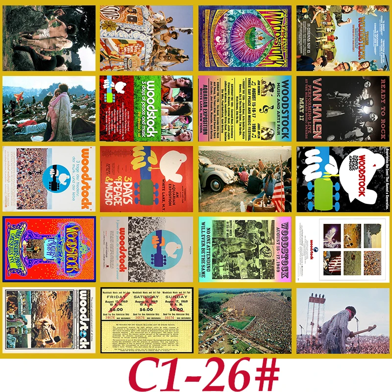 C1-26# деревянный сток рок фестиваль классический ремешок для часов серии стикер 20/шт ПВХ искусство ремесла Коллекция граффити наклейки