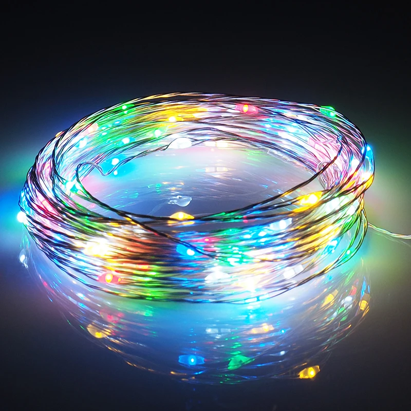 

Battery Powered LED String Lights with Remote Control Flexible Copper Silver Wire Waterproof Christmas holiday party