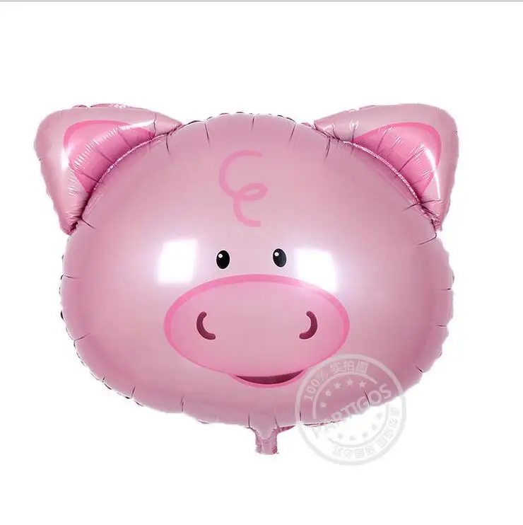 pig 2 шт большие воздушные шары из фольги с гелием в форме головы животного, вечерние шары для детей, подарки для геев, надувные балоны с гелием - Цвет: pig