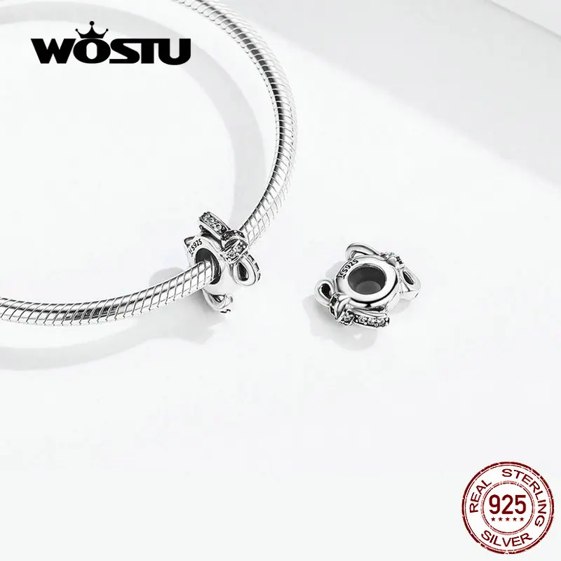 Бусины WOSTU CINK, 925 пробы, серебро, Красная эмаль, шарм, подходит для оригинального браслета, кулон, сделай сам, Серебряное ювелирное изделие CQC1234