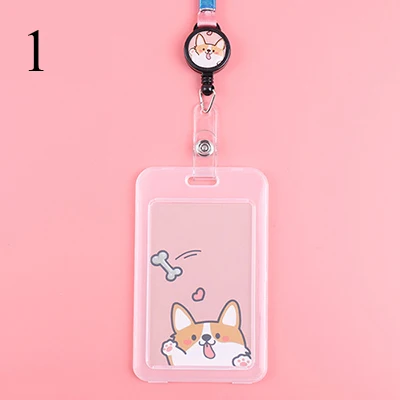 1 Cute Cartoon Cat Transparent Card ID Badge Holder Kawaii Dogs Retractable Badge Buckle Name Tag Card Holder For Gifts - Цвет: 1