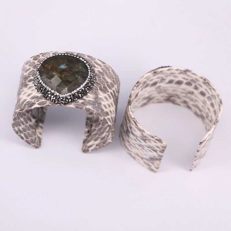 3 шт. натуральный Лабрадорит Драгоценный Камень Браслет из змеиной кожи ширина 40