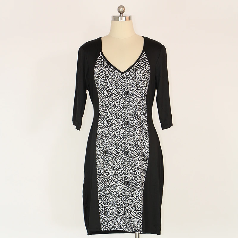 Женское платье с рукавом до локтя леопардовое облегающее для вечеринки