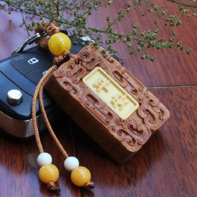 1 шт. удачу повезло брелок дерево автомобиль/сумка/кошелек амулет кулон Самшит