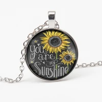 fashion vintage sunflower necklace you are my sunshine text charm glass time pendant necklace female gifts preferred
