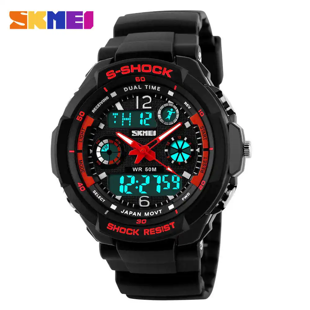 red SKMEI детские спортивные часы, цифровые часы для мужчин, светодиодный, для мальчиков и девочек, водонепроницаемые наручные часы, многофункциональные, для улицы, часы Relogio Masculino - Цвет: red