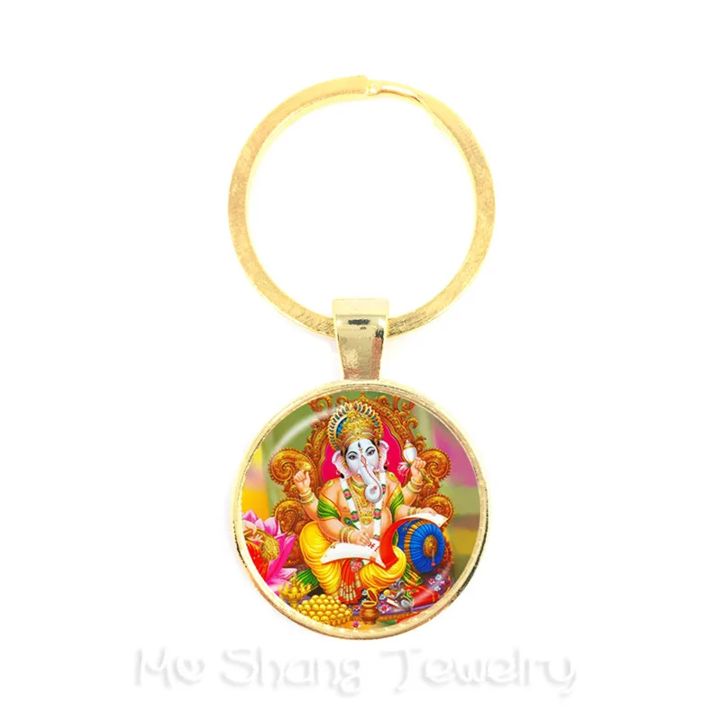 Новинка 2018 классические 25 мм брелоки Ganesha Будда слон стеклянные с куполом мужские