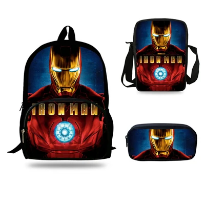 7j1048 16 дюймов детские школьные сумки для мальчиков Mochila подростков мультфильм сумка рюкзак «Железный человек» для девочек рюкзак 3 комплекта Подарочная детская книга Сумка - Цвет: 7j1048