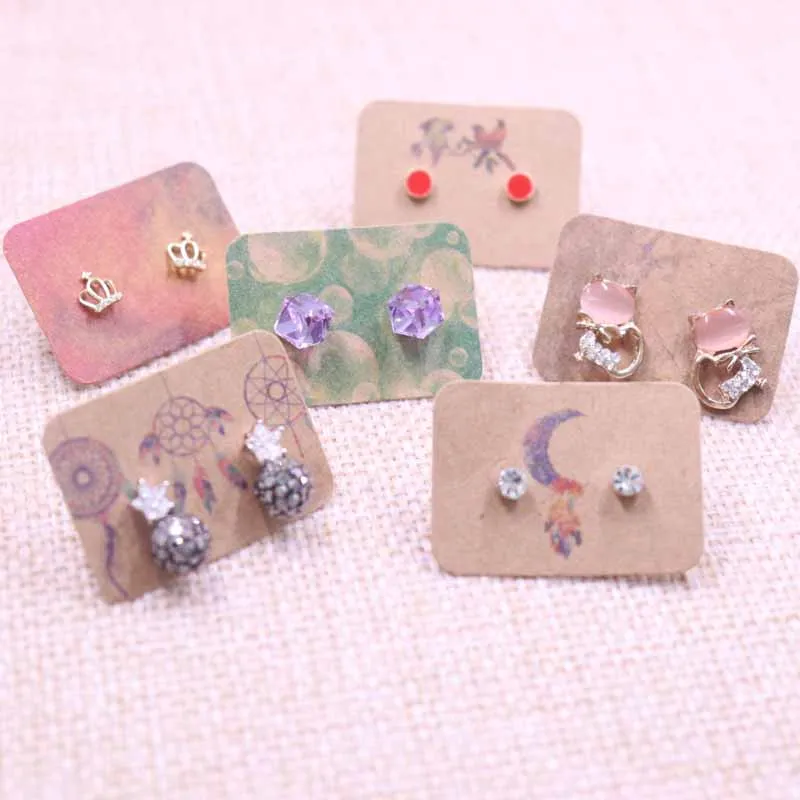 Новинка 2019 г. милые серьги картонные ярлыки из крафт бумаги яркий дизайн Поймай