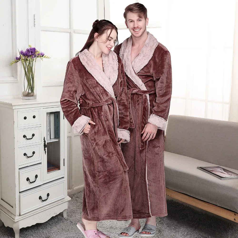 Новый женский термальный роскошный фланелевый удлиненный банный халат зимний