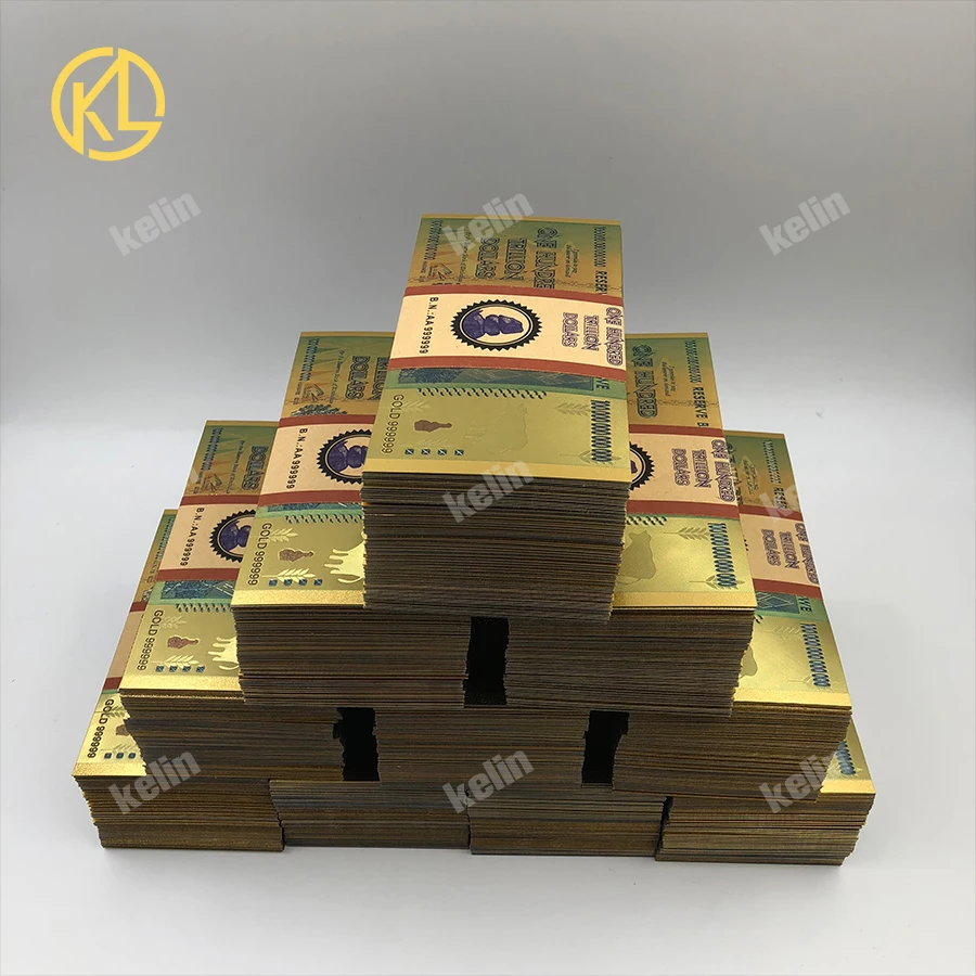 

Free Shipping 500pcs/lot One Hundred Trillion Dollars Zimbabwe Gold Banknote with 50pcs certificate by fedex tnt or UPS 5-7days