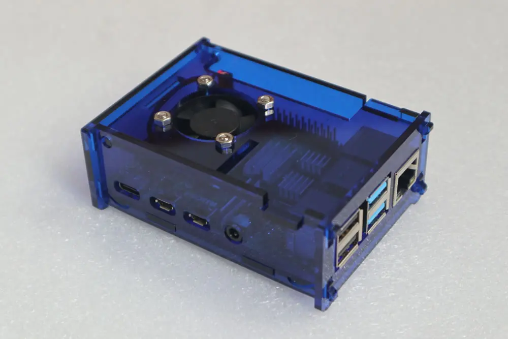 Raspberry Pi 4 синий акриловый чехол для корпуса с охлаждающим вентилятором