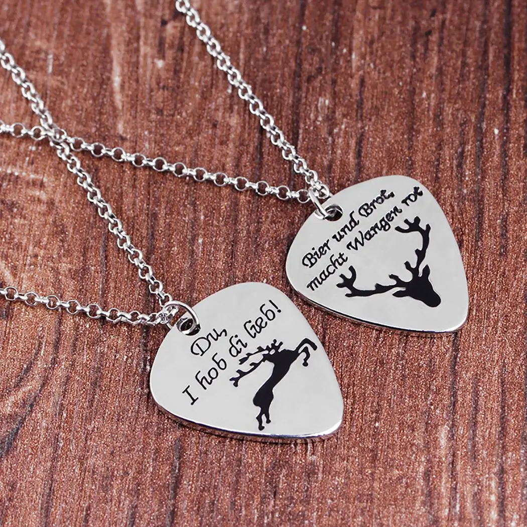 2PCS Couple Necklace Elk Pendant Jewelry for Valentine's Day German Bread Love Beer Bier Halskette | Украшения и аксессуары