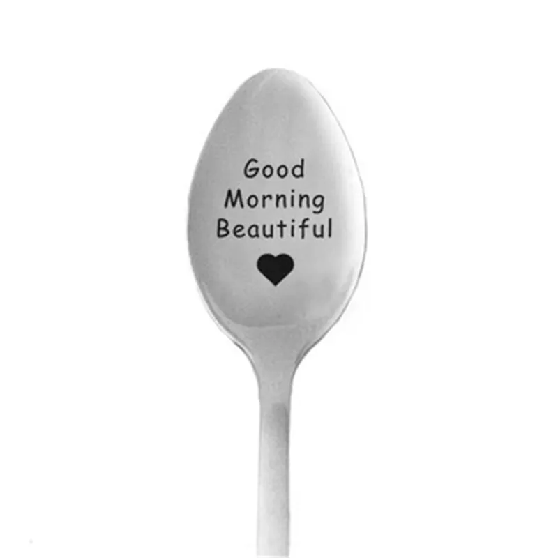 Ложка суповая из нержавеющей стали креативная зеркальная полированная с буквами длинной ручкой модная