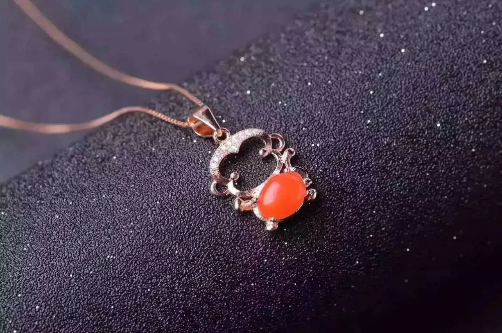 natural south red agate pendant S925 silver Natural yellow crystal Pendant Necklace trendy Elegant Cute monkey women jewelry | Украшения и