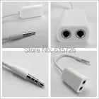 Наушники-вкладыши 100 шт.лот, черныебелые, 3,5 мм, одна в две пары, наушники-вкладыши, гарнитура, наушники, разветвитель для телефона 6 дюймов, , MP3, MP4