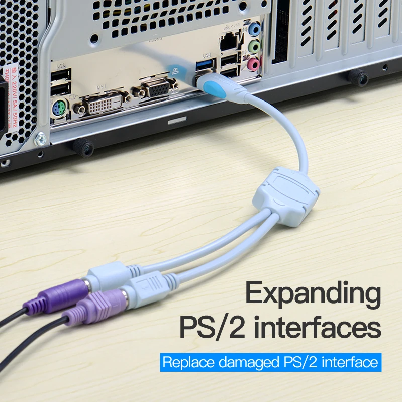 Кабель переходник Vention USB для клавиатуры мыши штекер в PS2 гнездо адаптер ноутбука