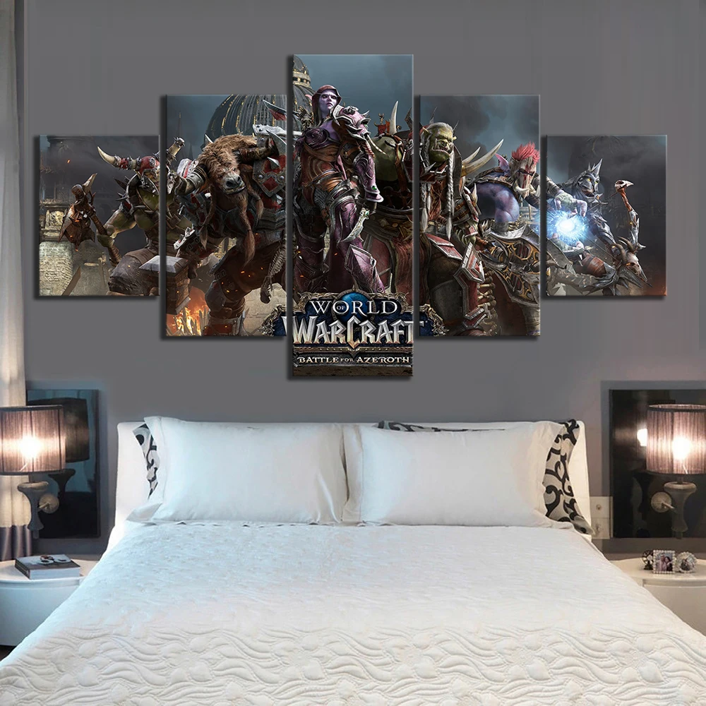 Модульная Картина на холсте, художественный плакат World Of Warcraft, битва за Azeroth, видео игра, картина, настенная печать, картина для дома, декор для гостиной