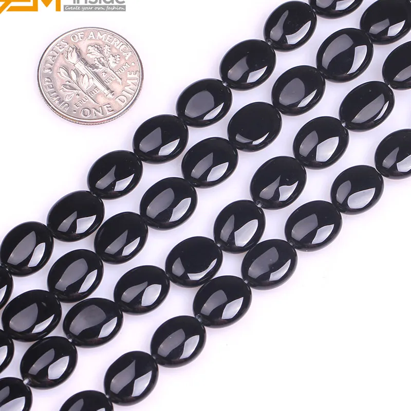 

Gem-inside AAA Grade Natural Smooth Oval Black Agates Beads For Jewelry Making 8x10mm15inches DIY Jewellery