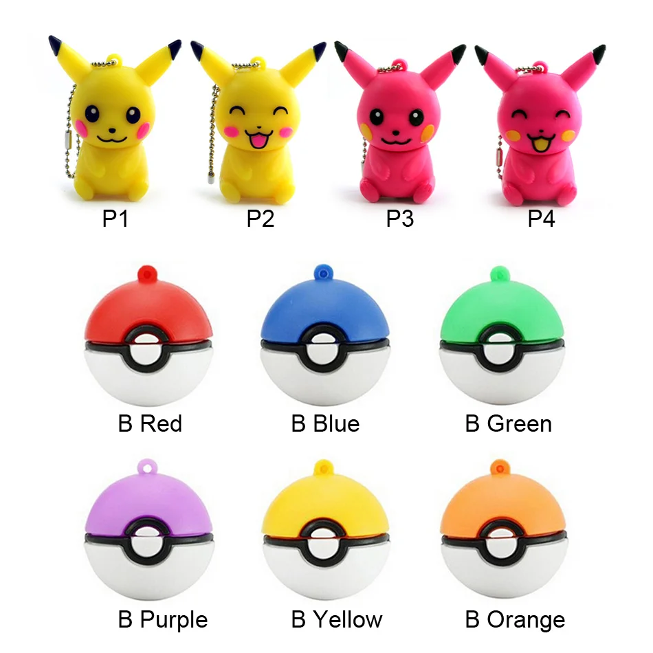 Новый мини флеш накопитель Pokemon Pikachu Подарочный 8 ГБ 16 32 64 брелок с мультяшным