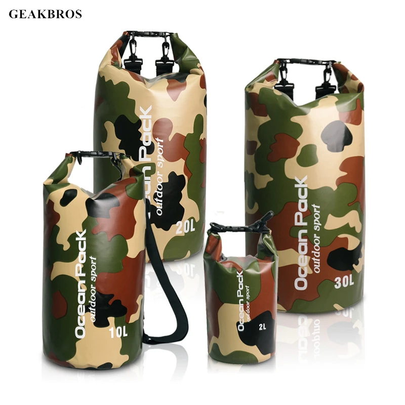 Камуфляжные плавательные сумки 10 л/15 л/20 л/30 л водонепроницаемые сухие мешки для