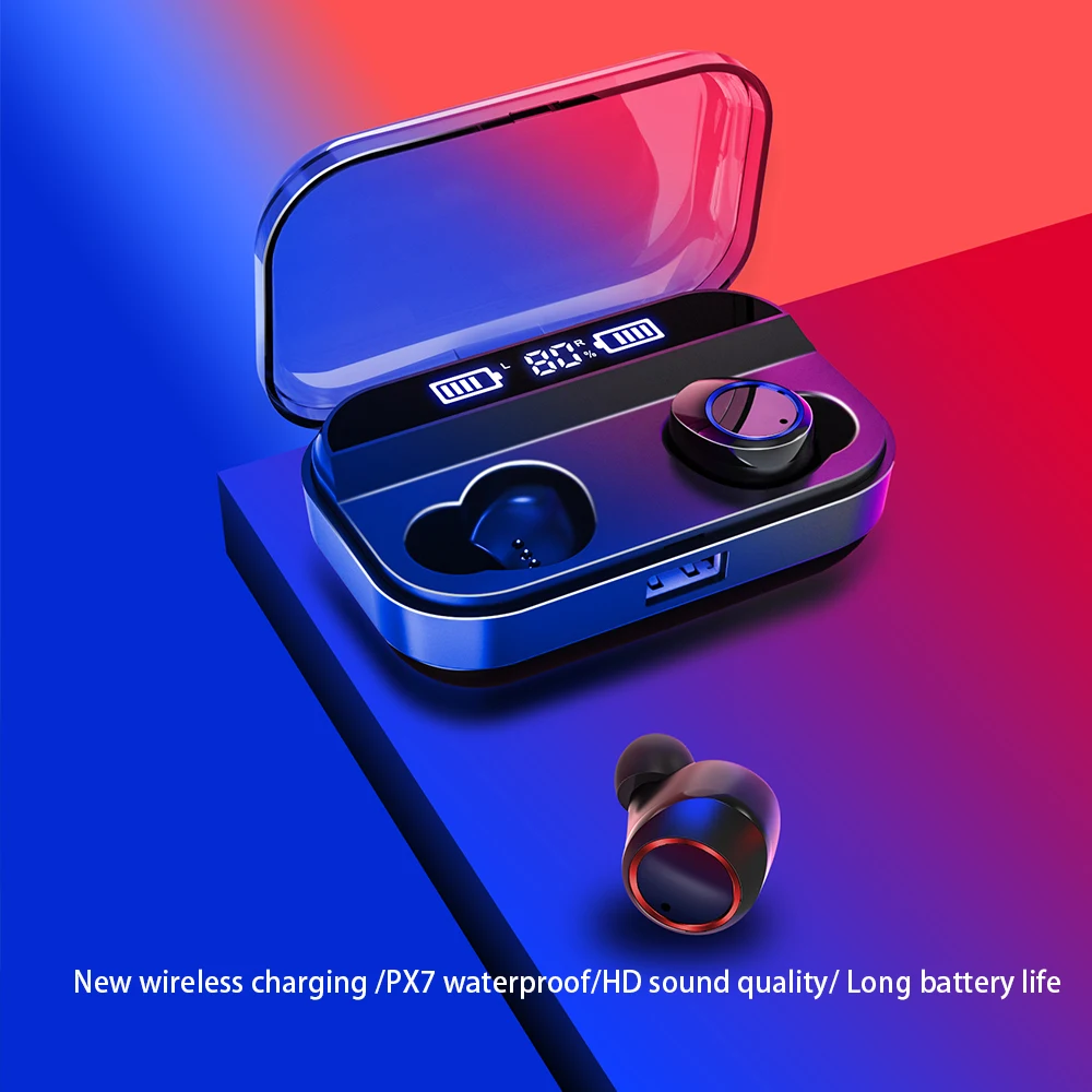 Bluetooth наушники IPX 7 наушники с сенсорным управлением 5,0 TWS беспроводные наушники стерео спортивные наушники с сенсорным управлением с зарядным устройством