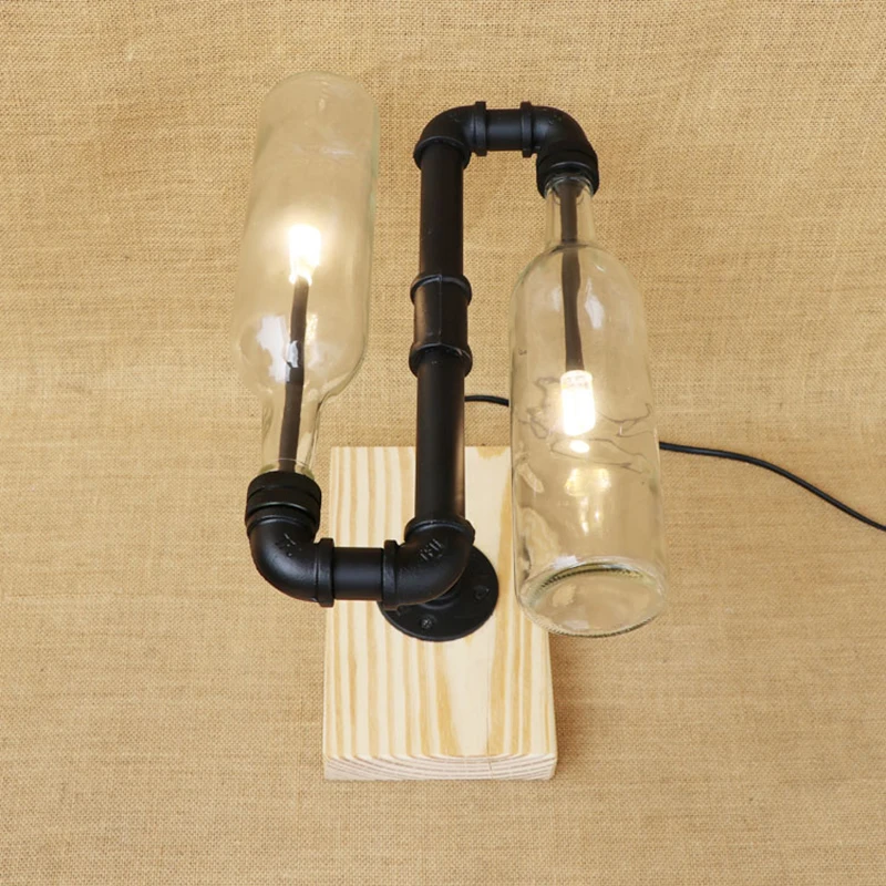 Современный изогнутый стеклянный абажур бутылка Настольный светильник включает