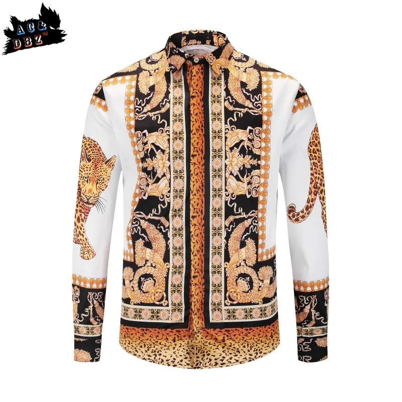 AC &amp DBZ ранняя Осенняя шоу-корт Гепард рубашка мужская деловая Мужская и Женская