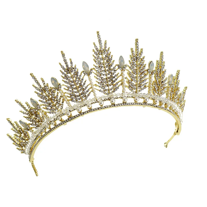 

Diadem Gold Crown Crystal Tiara for Brides Bridal Headpiece Wedding Hair Accessories Baroque Head Jewelry Princess Crown