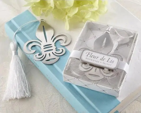 

Free Shipping 10pcs/lot Flower Metal Bookmark With Tassels Ribbon Gift Box For Party Gift Or Souvenirs