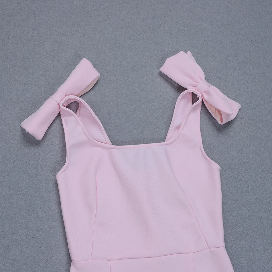 Женское Бандажное платье Liser розовое облегающее с квадратным вырезом для