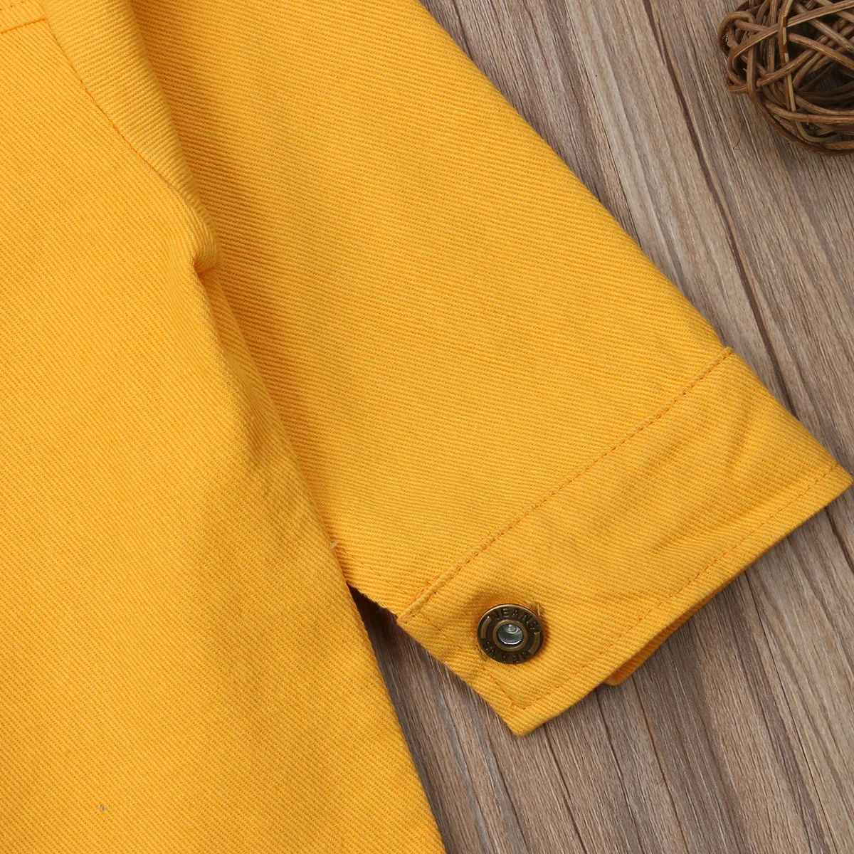 Emmababy Infant Baby Denim Coat Casual Long Sleeve Yellow Jacket Tops Girl Outerwear Kids Clothes 1-6Y | Детская одежда и обувь