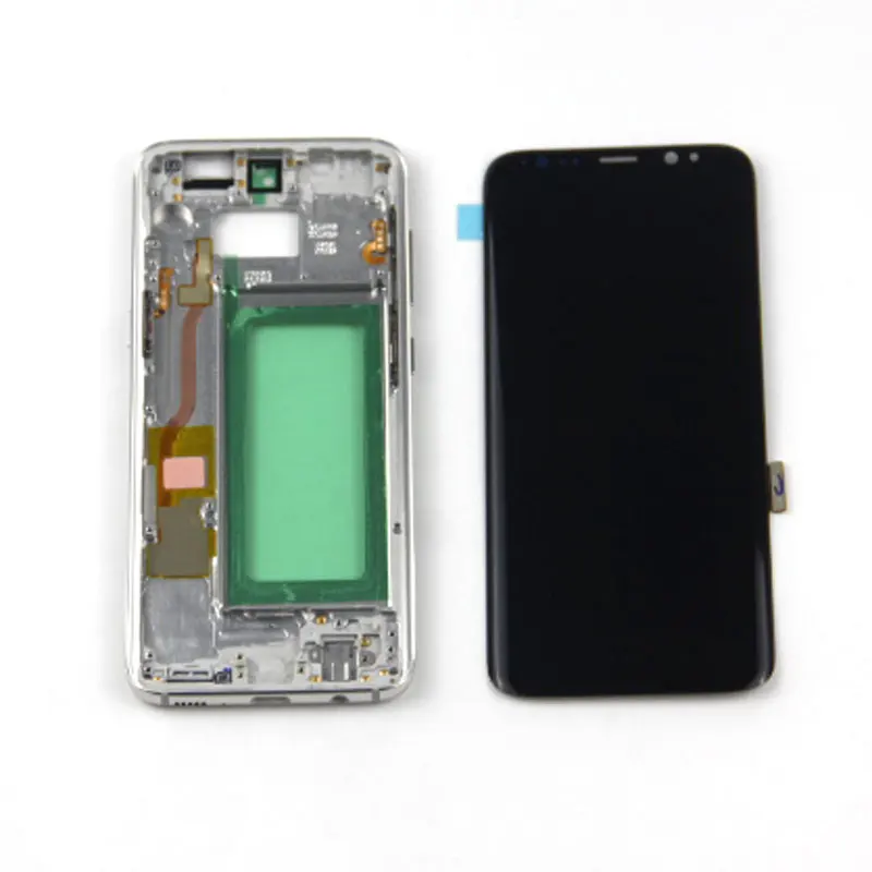SILVER with FRAME Для samsung Galaxy S8 G950 G950F G950fd ЖК сенсорный экран дигитайзер с записью экран с рамкой - Цвет: SILVER with FRAME