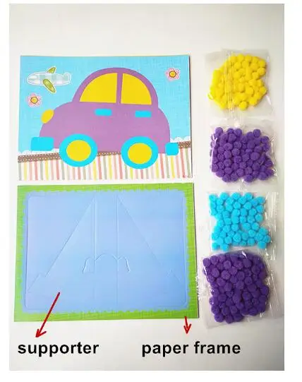 DIY красочные картины наклейки игрушки плюшевый шар живопись/Кнопка живопись/бумажный шар живопись обучение Рисование Игрушка детский подарок ZXH
