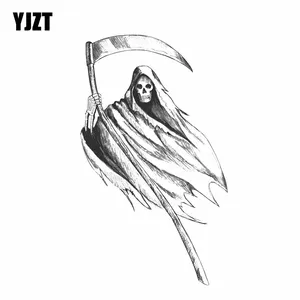 YJZT 8,1 см * 13,7 см автомобильные аксессуары, наклейка с черепом и серпом смерти, стикер для автомобиля 6-2366