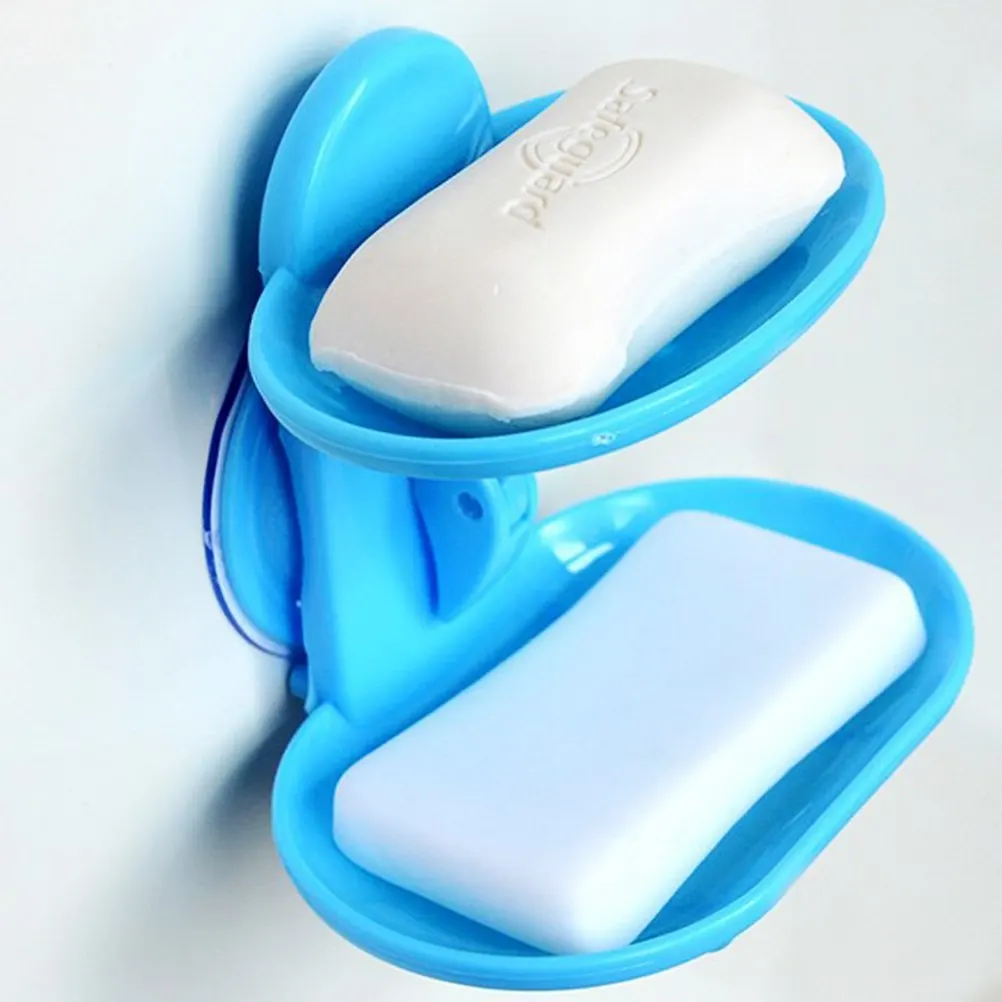 

1PCS Hot Selling Bathroom Double Layers Strong Sucker Soapbox Soap Draining Holder Soap Dish 6 Colors