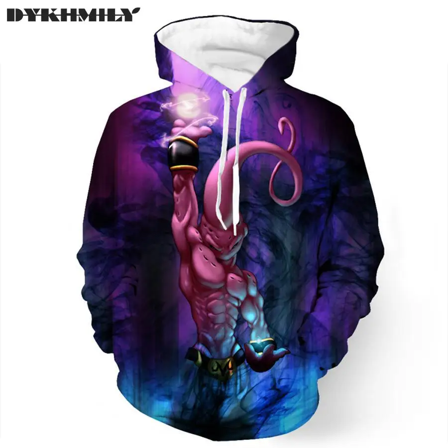 Новые аниме Dragon Ball Z Супер Saiyan мужские толстовки с капюшоном Majin Buu Goku Vegeta 3d