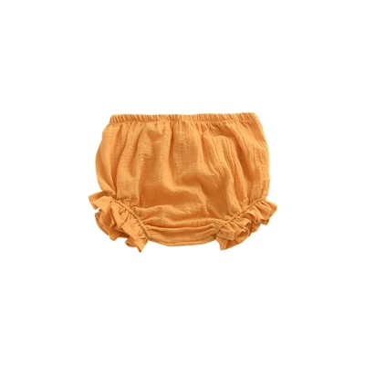 Цвет: желтый Summer New Baby Chiffon Fashion Casual Large PP Shorts Infant Solid Color Cotton Linen Bloomers Toddler Girls Bread Pants - Цвет: Цвет: желтый