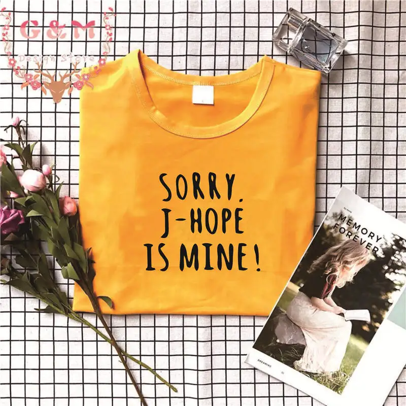 OKOUFEN SORRY J-HOPE IS MINE футболка корейский стиль Kpop женская футболка Топ тройник JHOPE рубашки Bangtan одежда размера плюс хлопок