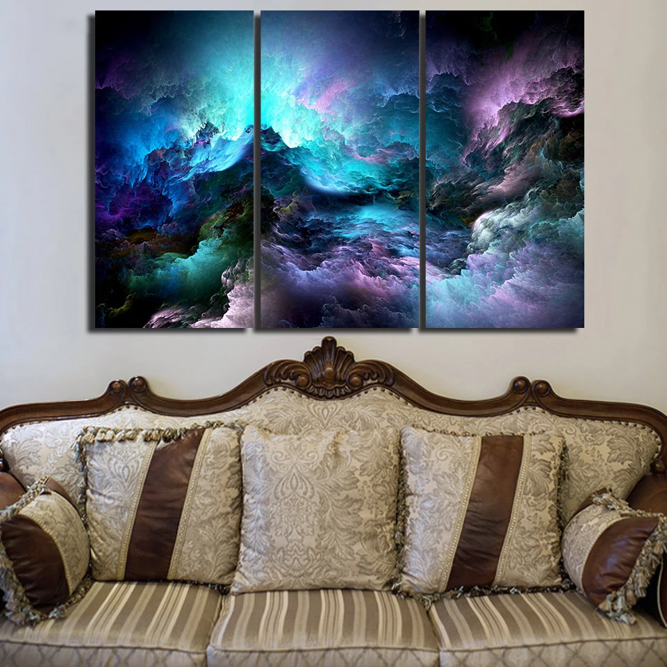 

3 piece canvas art abstract psychedelic nebula space Painting decor panel paintings
