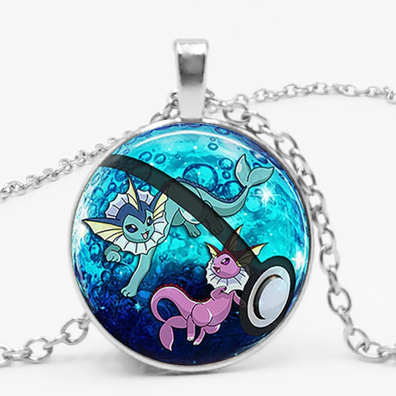 1 Vulpix стеклянный купол кулон ожерелье vaporion Pokemon Pokeball Детская Подвеска Ожерелье Go Mega подвеска ожерелье подарок дружбы - Окраска металла: 1