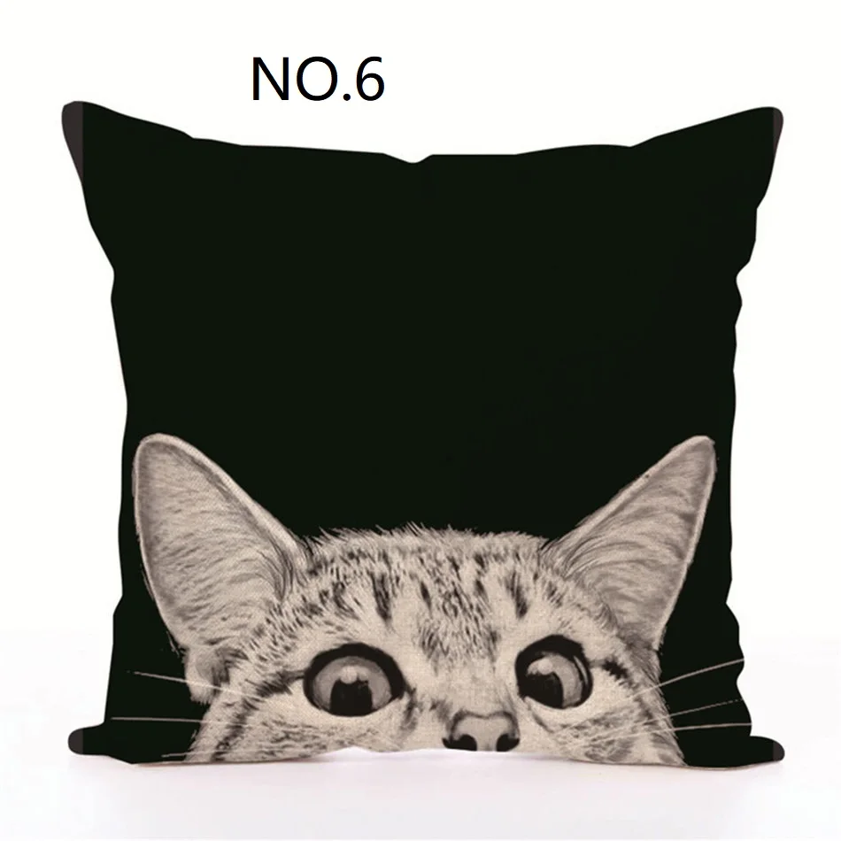 pillow cover 19 Милая льняная наволочка для подушки с рисунком кота и красивая модная квадратная удобная домашняя декоративная наволочка с изображением кота - Цвет: pillow cover 19