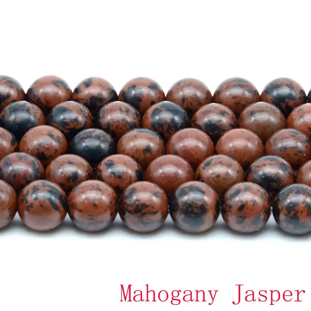 Mahogany Jasper Натуральные круглые бусины, черные, сумасшедшие Агаты, лабрадорит, бирюза, содалит, камни, бусины для изготовления ювелирных изделий - Цвет: Mahogany Jasper