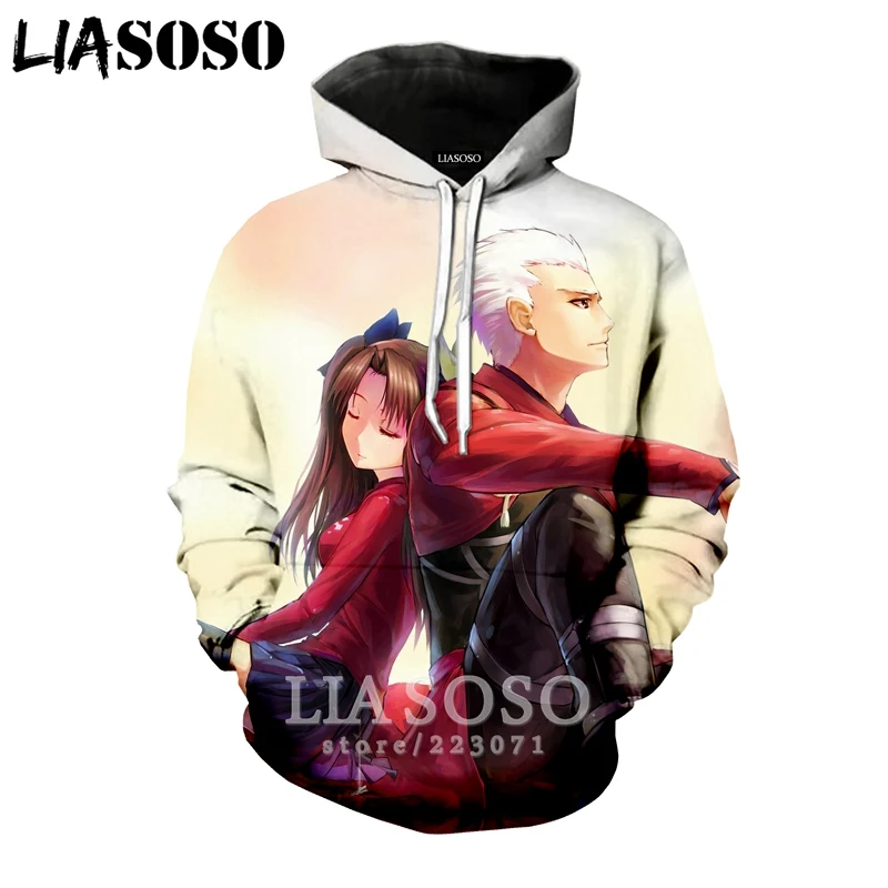 LIASOSO Зимний Новый Модный свитшот для мужчин и женщин с 3D принтом аниме Fate Stay Night